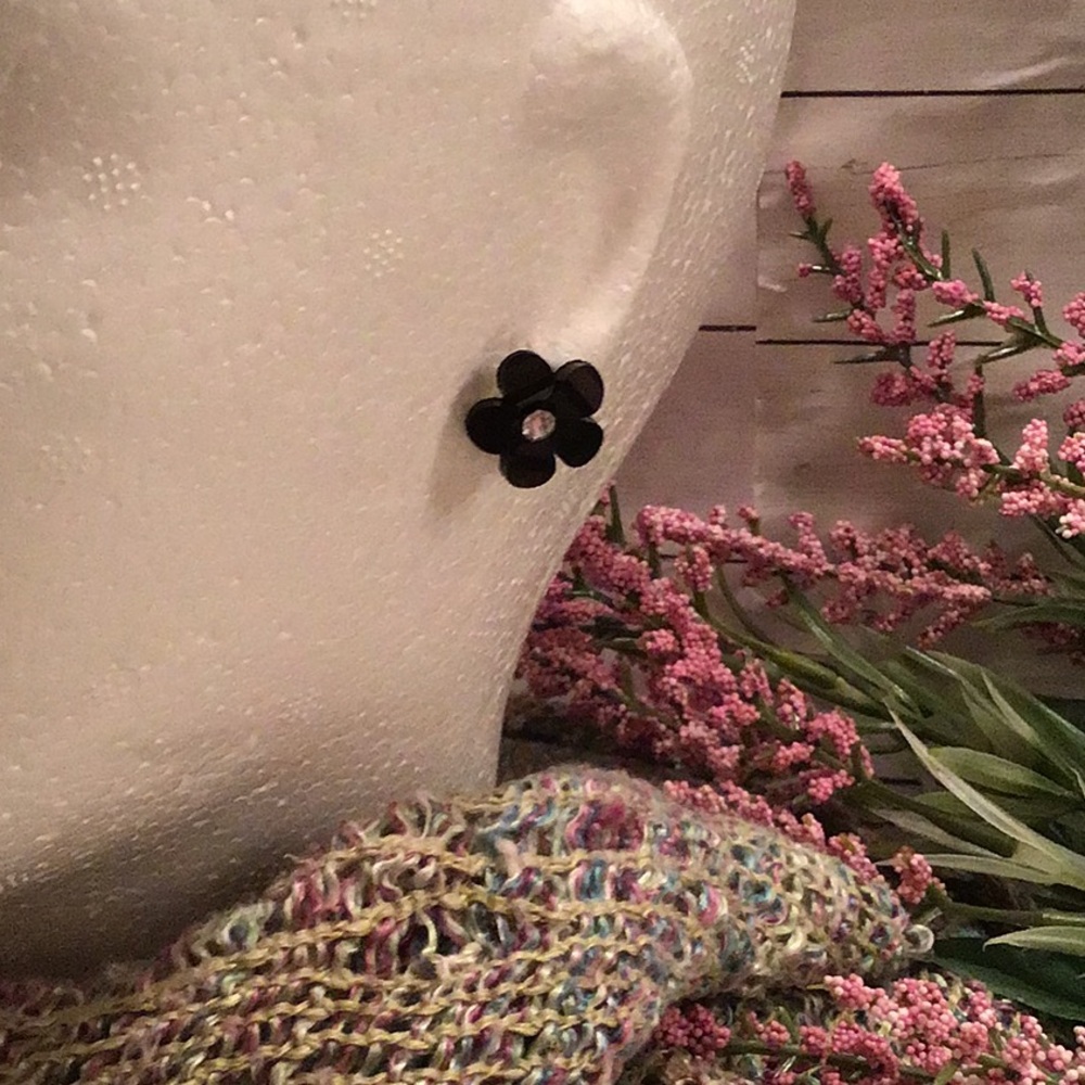 Black Flower Earrings
